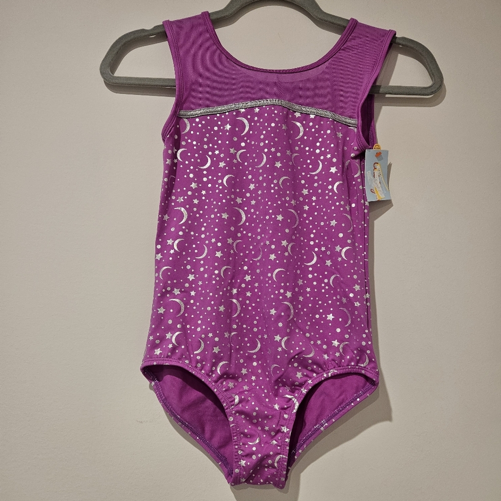 Cat & Jack Girl's Star And Moon One Piece Swimsuit, Size 10/12, Purple And Silve